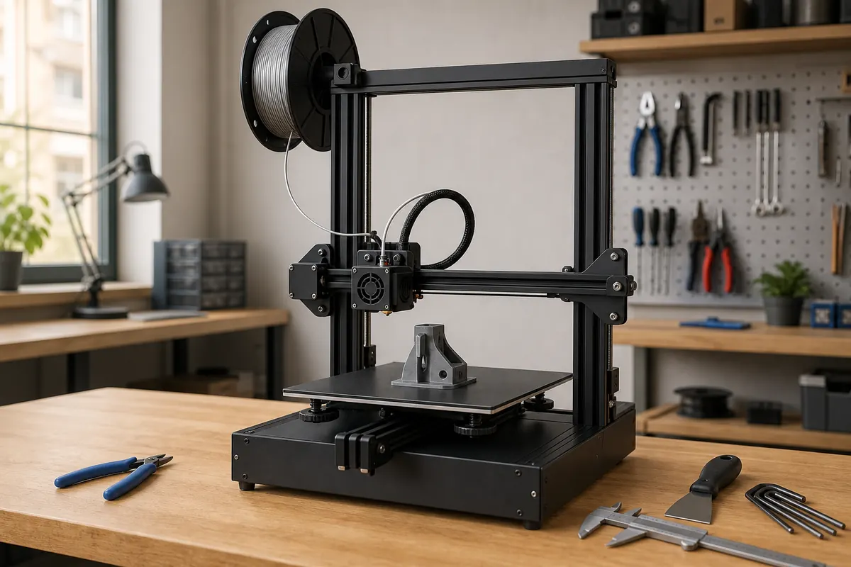A desktop 3D printer mid-print
