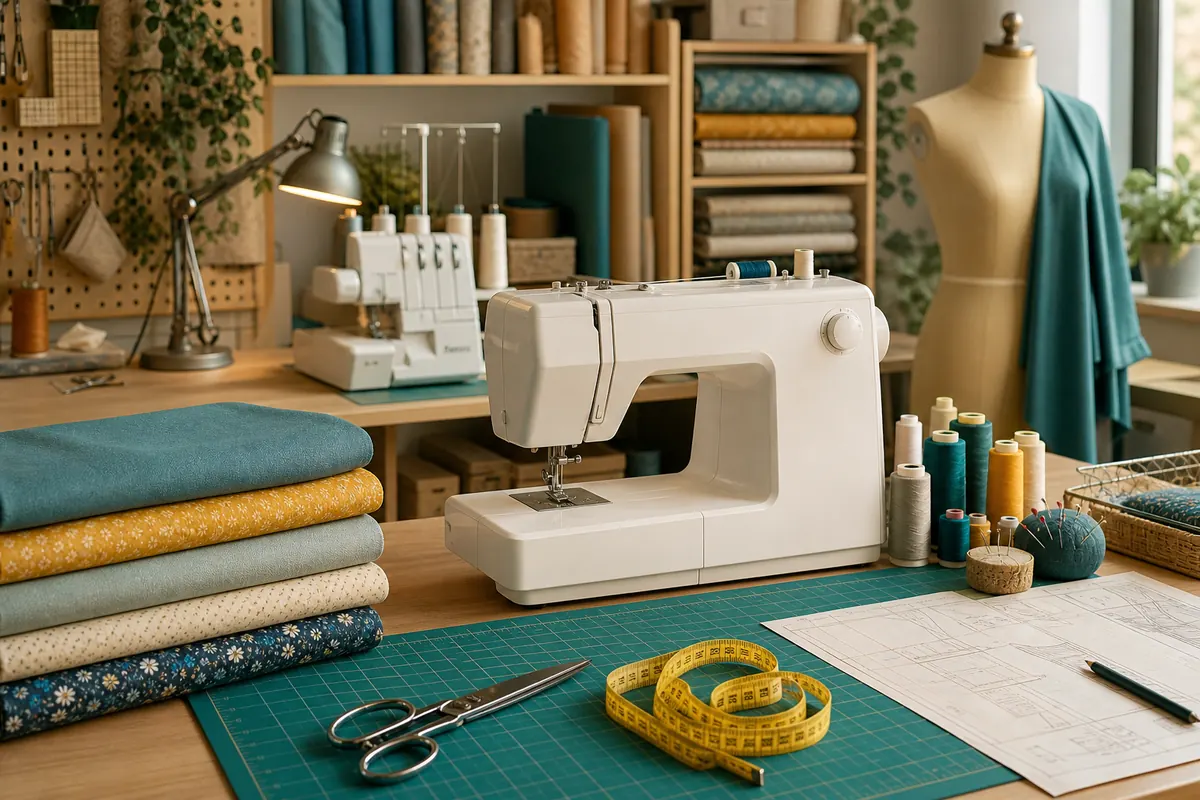 A craft lab workspace with cutting machines and materials